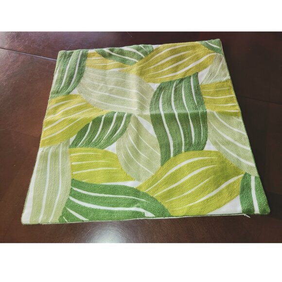 Modern Pillow Cover Embroidered Leaf Decorative Throw Case Spring Summer Decor - Picture 8 of 11